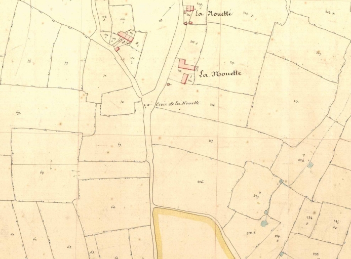 Extrait du cadastre ancien de 1849 ; La Nouette sur le cadastre de 1849