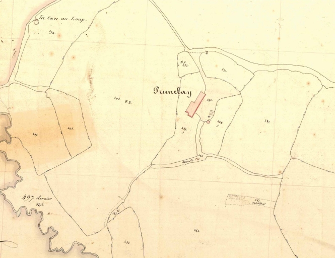 La cave au loup près de Prunelay ; Extrait du cadastre de 1849