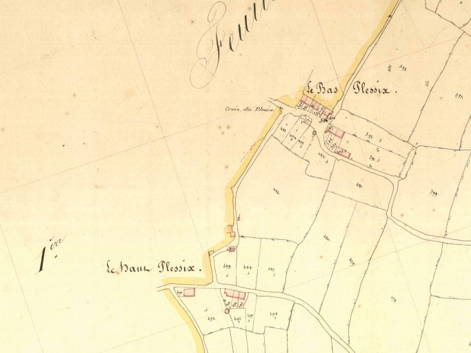 Extrait du cadastre ancien de 1849  ; Le Plessix sur le cadastre de 1849