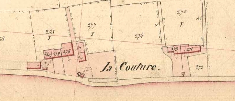 La Couture sur le cadastre napoléonien de 1850