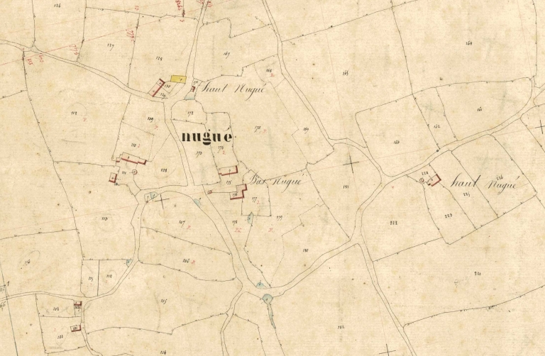 L'écart sur le cadastre de 1849 ; L'écart du Nugué sur le cadastre de 1849