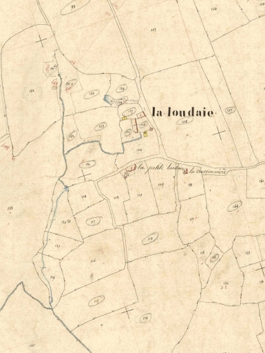 L'écart sur le cadastre de 1849 ; La Loudaie sur le cadastre de 1849