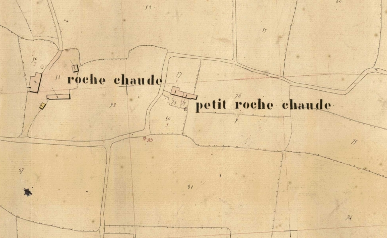 L'écart sur le cadastre de 1849 ; L'écart de Roche Chaude sur le cadastre de 1849