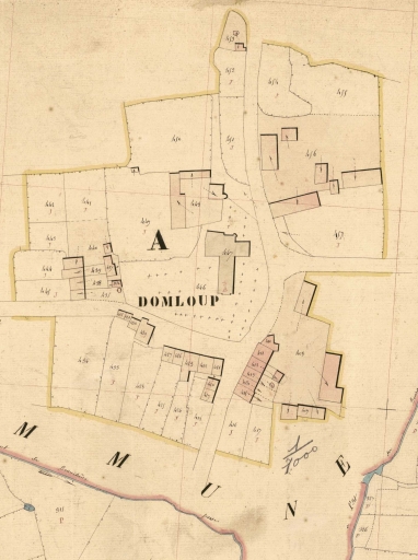 Le bourg en 1849, sur le cadastre ; Le bourg sur le cadastre de 1849