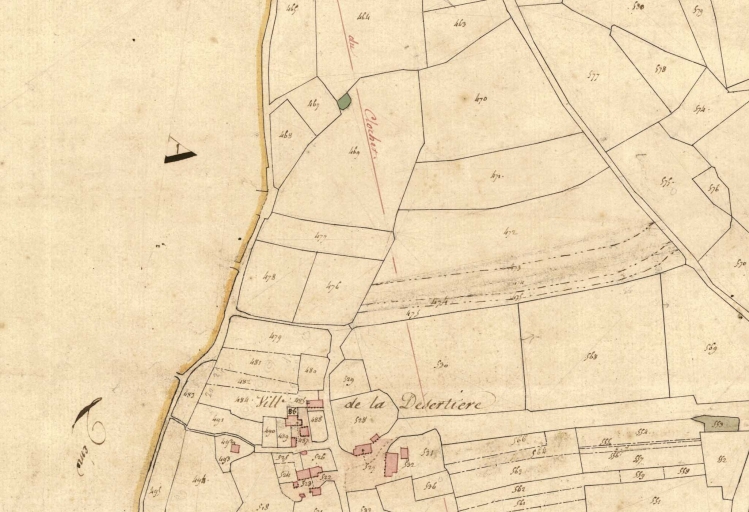 Extrait du cadastre de 1827 ; La Désertière (cadastre de 1827)
