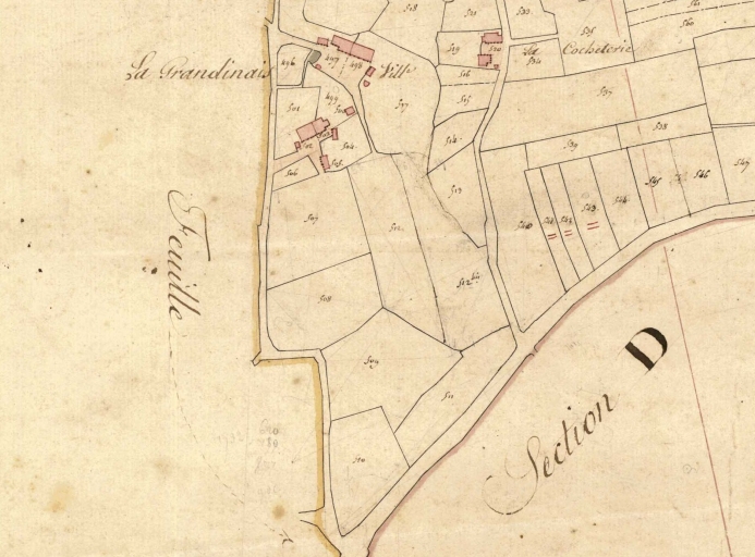 Extrait du cadastre de 1827 ; La Grandinais (cadastre de 1827)
