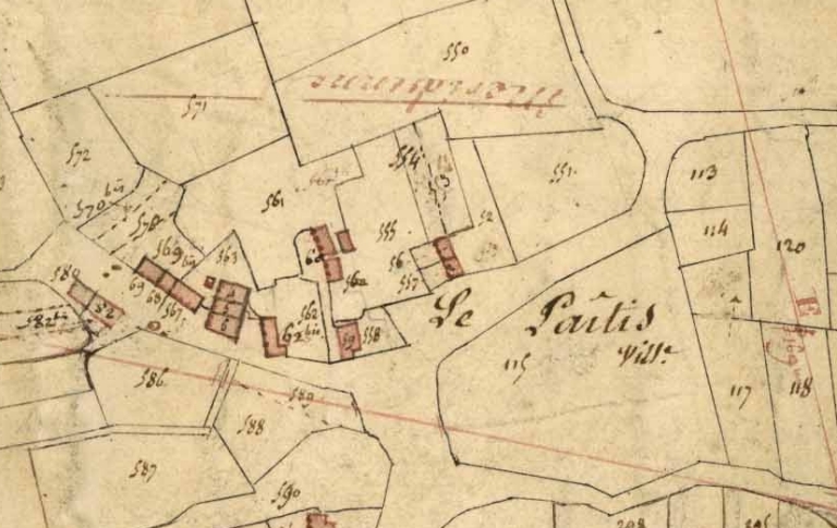 Ecart sur le cadastre de 1827 ; L'écart du Pâtis en 1827