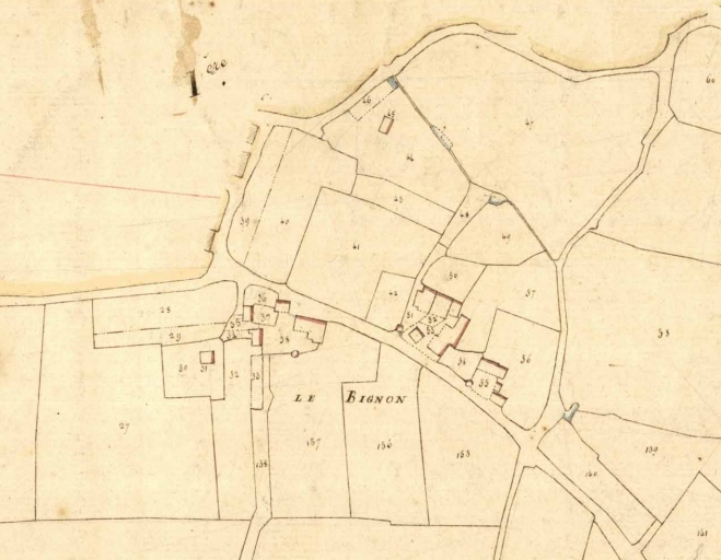 Le Bignon (cadastre de 1827) ; L'écart du Bignon en 1827