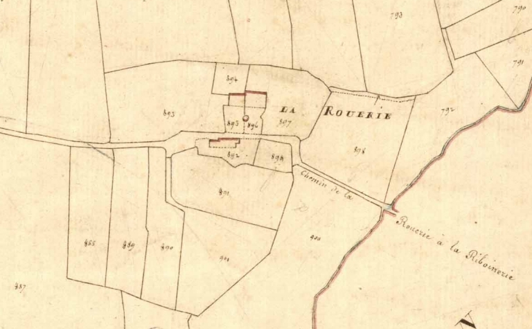 La Rouërie (cadastre de 1827) ; L'écart de la Rouërie en 1827