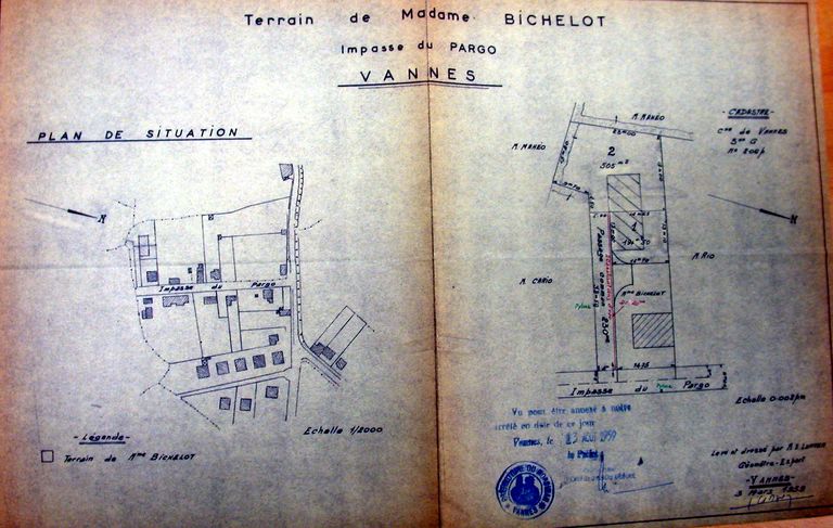 Plan du lotissement Bichelot, 1959. AM Vannes 1O221.