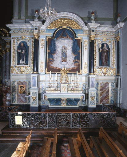 Vue de la grille de communion en avant du retable sud ; Vue générale