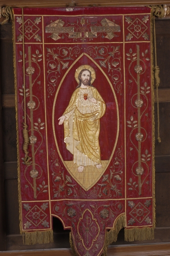 Bannière de procession : Vierge, Sacré Coeur