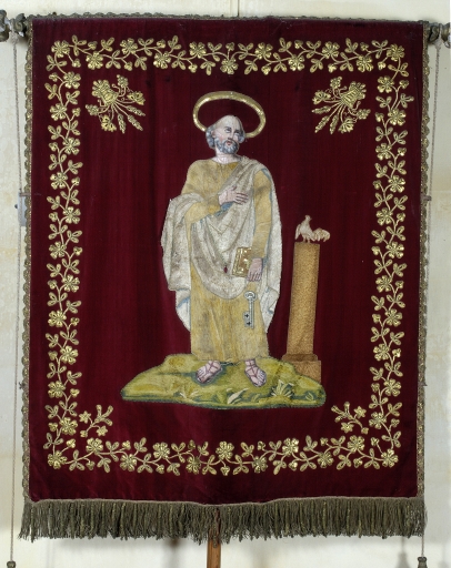 Bannière de procession paroissiale : Immaculée Conception, Saint Pierre, église (Romazy)