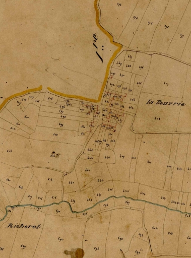 L'écart sur le premier cadastre de la commune ; La Prouverie sur le premier cadastre réalisé au début du 19e siècle