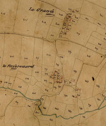 L'écart sur le premier cadastre de la commune ; L'écart sur le premier cadastre communal