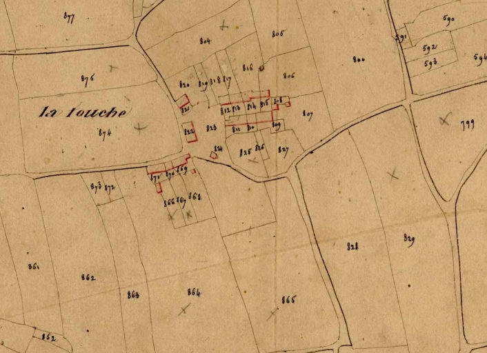 L'écart sur le premier cadastre communal ; Bâtiment le plus au nord sur le premier cadastre communal