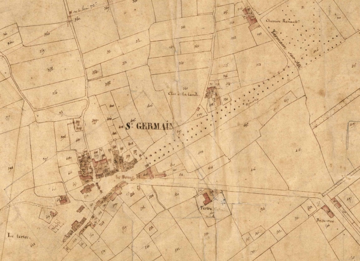 Le village sur le cadastre de 1828 ; Le village sur le cadastre de 1828