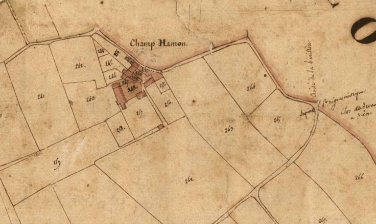 L'écart sur le cadastre de 1828 ; L'écart du Champ Hamon sur le cadastre de 1828