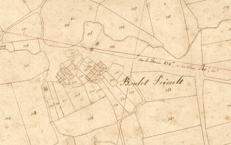 Le village du Boulet Prioul en 1828