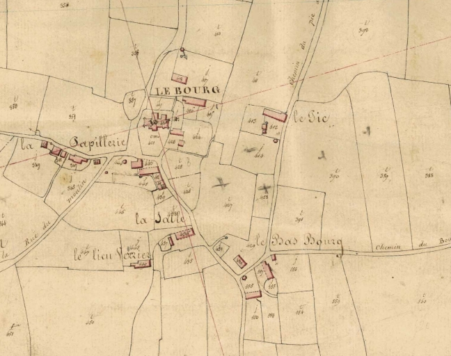 La Bourg sur le cadastre napoléonien de 1828 ; Le bourg sur le cadastre de 1828