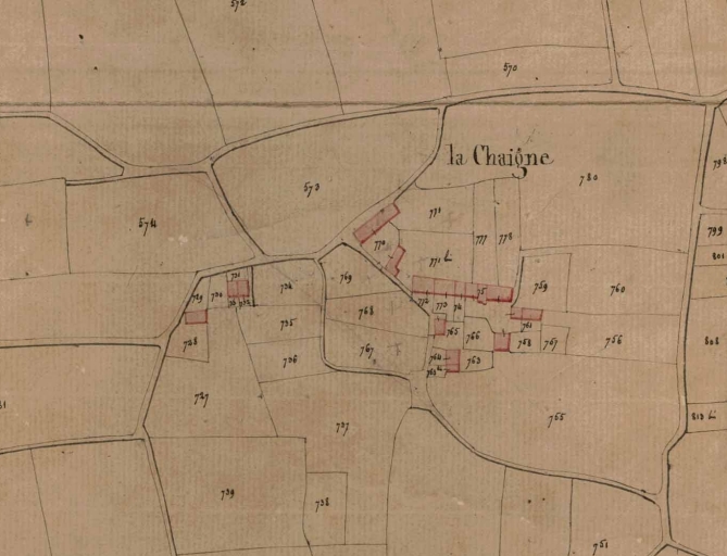 La Chaigne sur le cadastre napoléonien de 1827