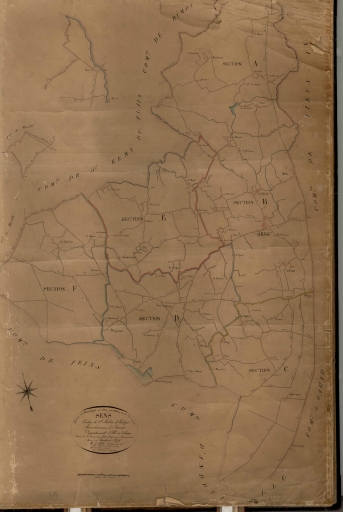 La commune sur le cadastre de 1827