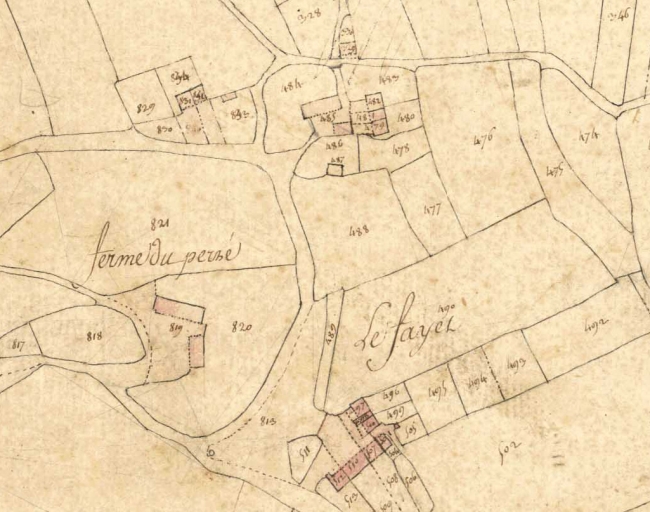 Le Fayet et ses environs sur le cadastre de 1827