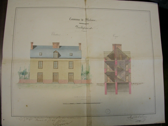 Plan du presbytère réalisé en 1853