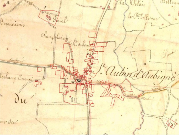 Le village sur le cadastre de 1828