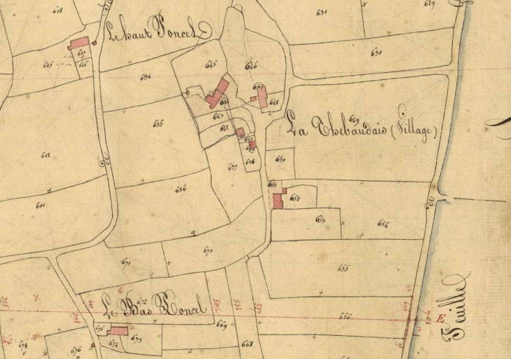 L'écart sur le cadastre de 1835