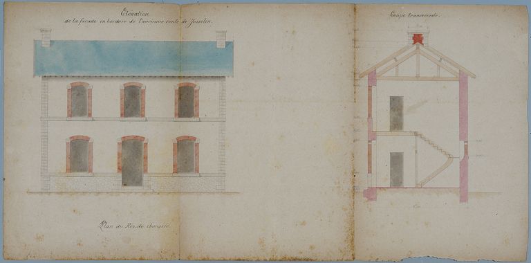 Elévation antérieure du bureau d'octroi par l'architecte-voyer de Lamarzelle le 24 janvier 1879. AM Vannes 1M197.