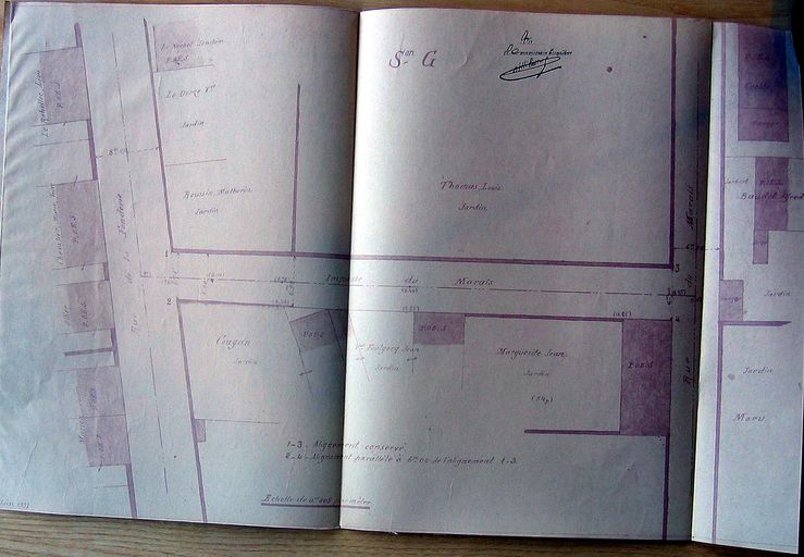 Projet de classement de l'impasse des marais : plan signé de Thiévard, 14 oct 1931. AD Morbihan 3O 2182.