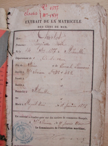 Livret maritime de Charlot Eugène Noël