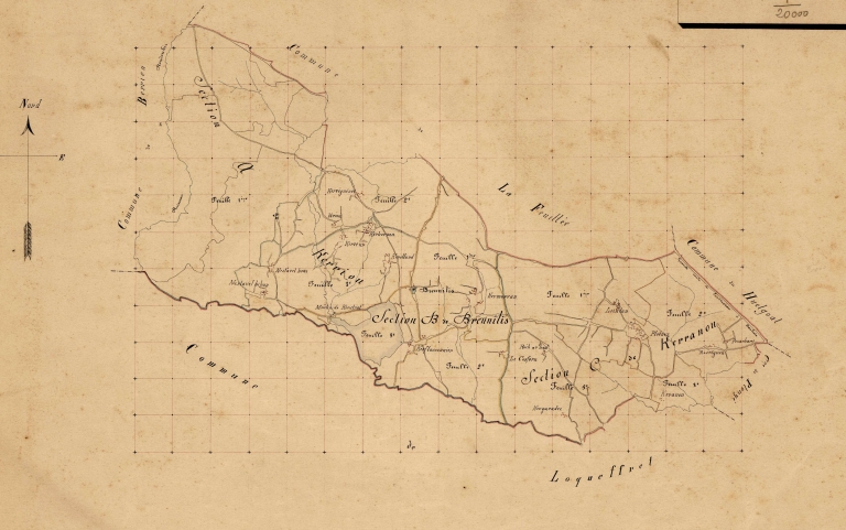 Tableau d'assemblage de 1884 (A. D. Finistère, 3 P 21)