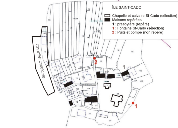 Plan de situation des édificées repérés.