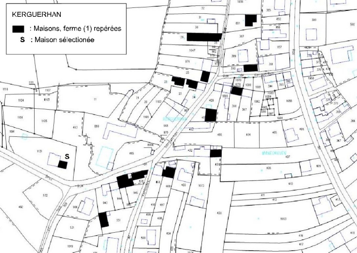 Plan de situation des édifices repérés