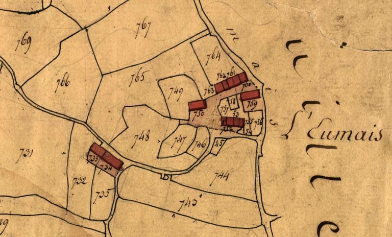 Extrait du cadastre de 1827 (AD 22) ; Extrait du cadastre de 1827 (AD 22)