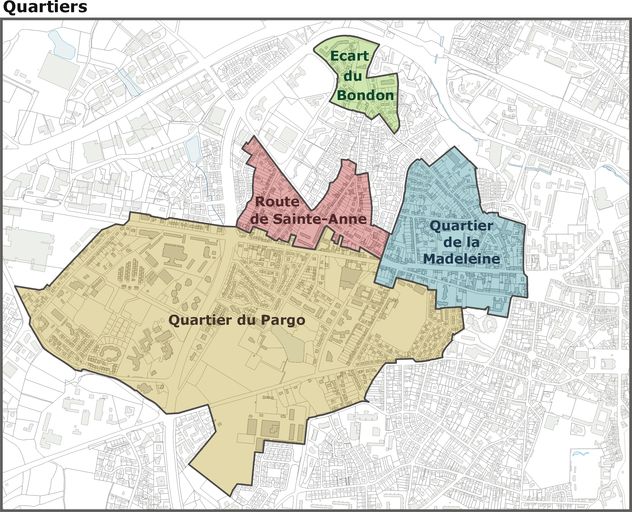 Le quartier du Pargo. Dessin C. Le Pennec. Décembre 2007. ; L'écart du Bondon. Dessin C. Le Pennec. Décembre 2007.