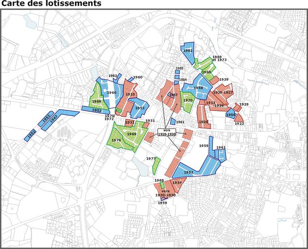 Chronologie des lotissements des quartiers ouest. ; Chronologie des lotissements des quartiers ouest. ; Chronologie des lotissements des quartiers ouest. ; Chronologie des lotissements des quartiers ouest.