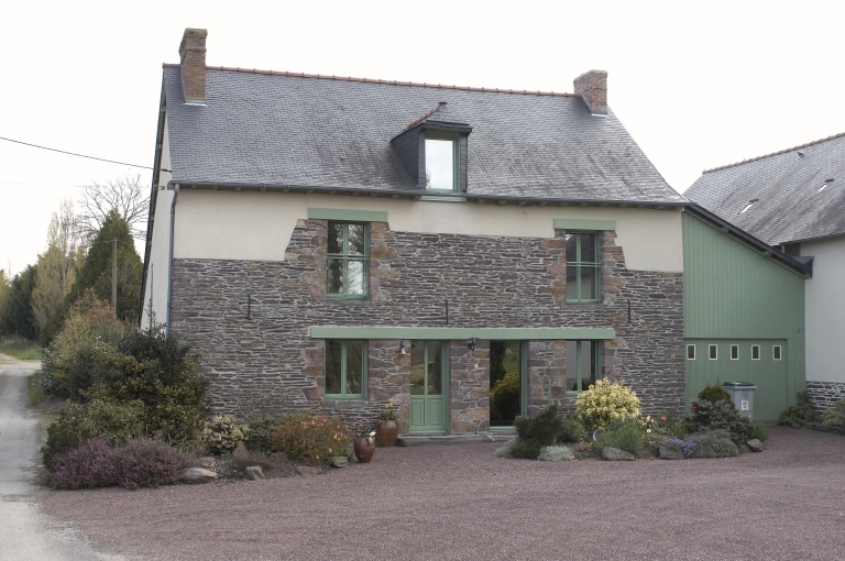 Ferme de la Croix des Landes ; Vue générale ; Logis à deux foyers juxtaposés, La croix des Landes