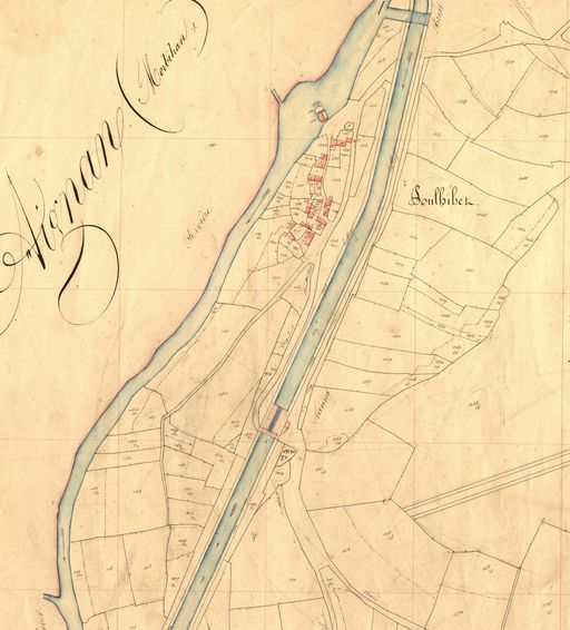 Le pont sur le cadastre de 1840 (A. D. des Côtes-d'Armor, Série 3 P)