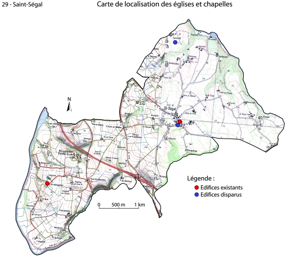 Carte de localisation des églises et chapelles