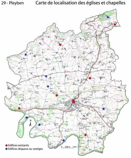 Carte de localisation des églises et chapelles