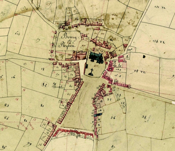 Extrait du cadastre de 1813, assemblage des sections C 1, E 1, G 1, H 1, J 2, O 2 (A. D. Finistère, 3 P 163)