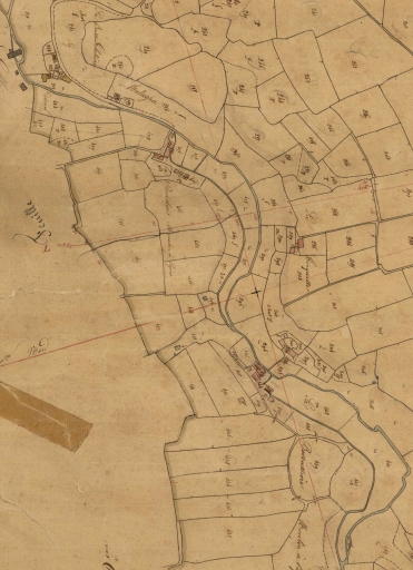 Malagra sur le cadastre de 1834 ; Les moulins installés sur la Glaine en 1834 ; Les moulins installés sur la Glaine sur le cadastre de 1834