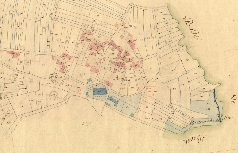 Le bourg en 1831. Extrait du cadastre (A.D. Finistère, 3 P 297)