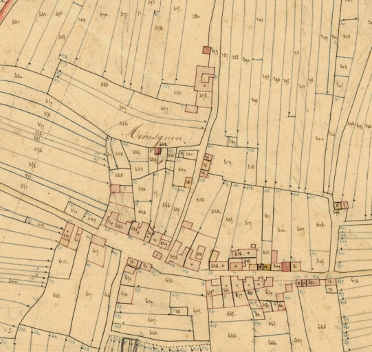 Le hameau de Ménesguen en 1830. Extrait du cadastre ancien, section 40 (A.D. Finistère 3P 45)