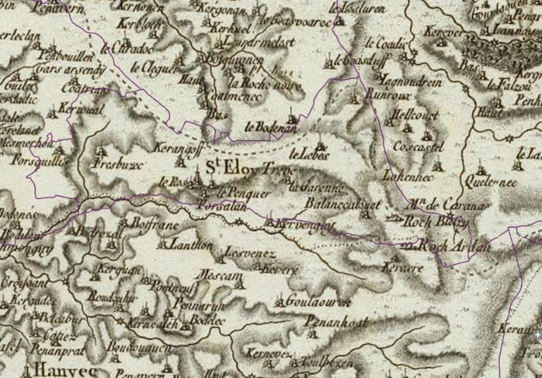 Carte de Cassini, Saint-Eloy, vers 1770