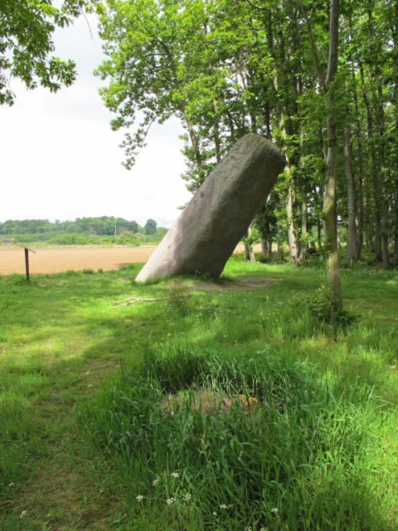 Le menhir de la Tiemblais, vue générale depuis la voie publique.
