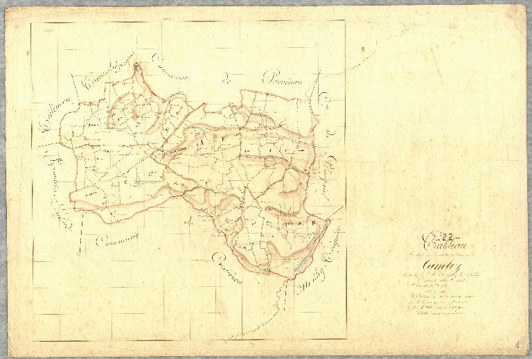 Présentation de la commune de Camlez - Tableau d'assemblage du plan cadastral parcellaire de la commune de Camlez (A.D. 22, série 3P 33/1)
